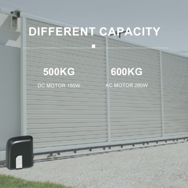 GA500DC 150W Rated Power Automatic Sliding Gate Opener with 24V 2.5Ah Emergency Backup Lithium Battery for 500kg Gates