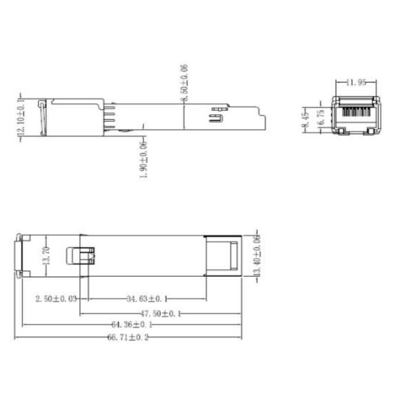 модуль приемопередатчика локальных сетей гигабита 10GBASE-T меди RJ45 CAT5E CAT6 100m 10/100/1000M SFP