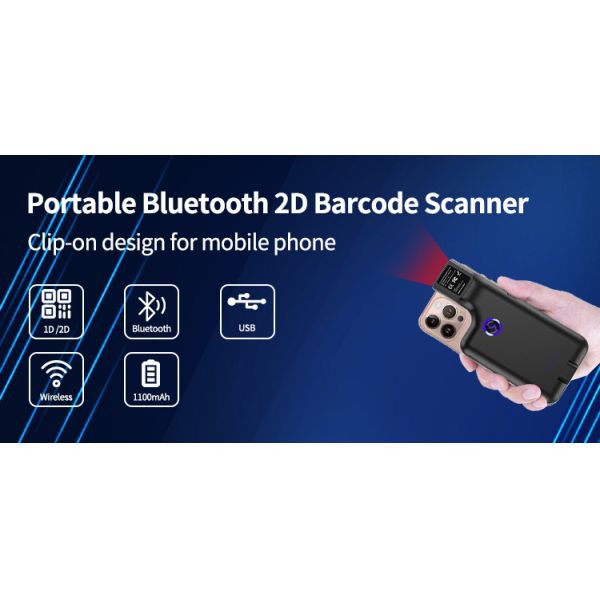 Omnidirectional USB-C Barcode Scanner Belt Clip/Backclip Wearable Scanner for Warehouse & Trolley Use