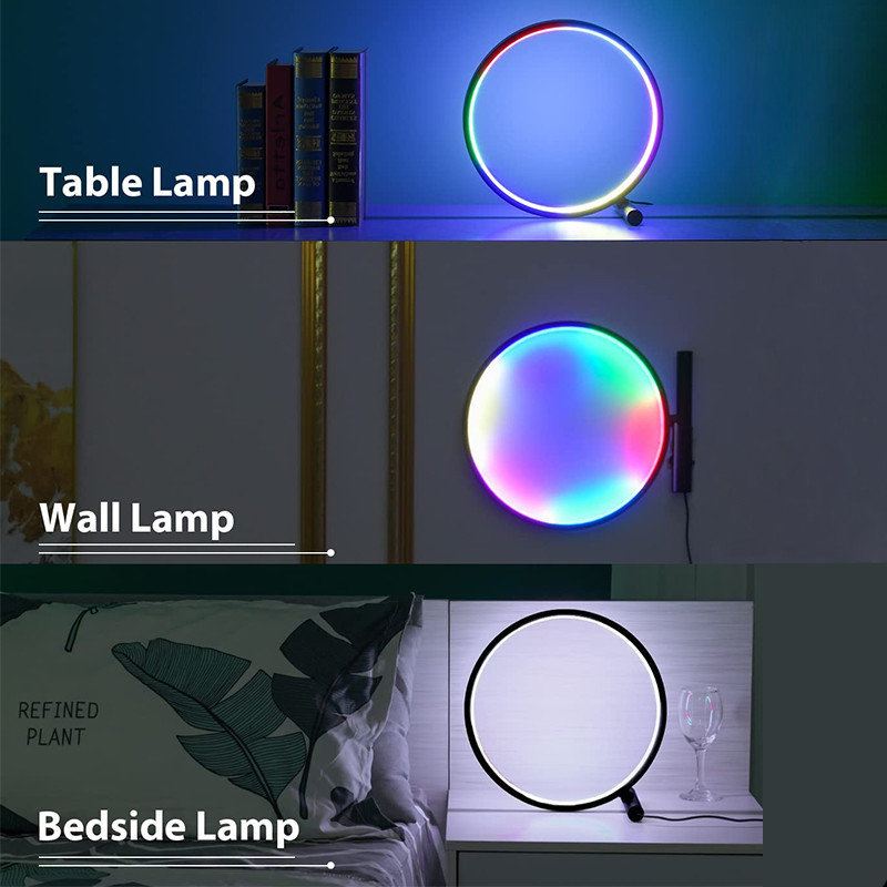 Современная умная цветовая температура лампы стола 3 кольца RGB удаленная/управление переключателя