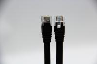 Cable Ethernet plat noir et nu en cuivre Cat.5E 30AWG 1M 1000Mbps pour les ordinateurs portables et les réseaux domestiques