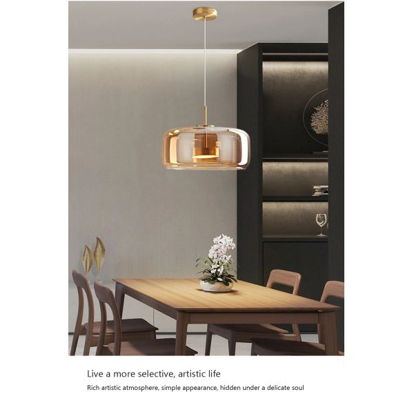 Nordic Glass Led Pendant Light Light Luxury Smoke Grey Hanging Light（WH-AP-677）