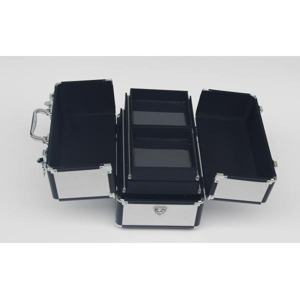 Серая алюминиевая коробка красоты PVC косметического случая с 4 подносами портативными для перемещения