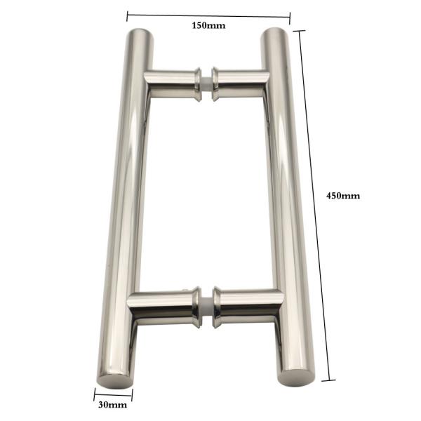 Stainless Steel H-Shaped Pull Handle for Bathroom Glass Doors in Office Buildings