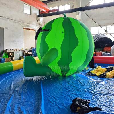 Giant Cartoon Watermelon Inflatable Advertising Model with Sunglasses Custom Printing and Stable Air Supported Structure for Promotions