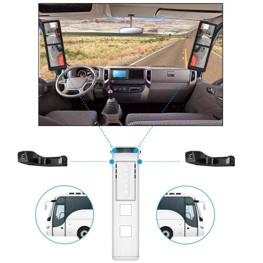 OEM Wholesale Vehicle Security System, 15.8 HD Dual Display Electronic Rearview Mirror with 2 Cameras Recording for MAN Bus Truck