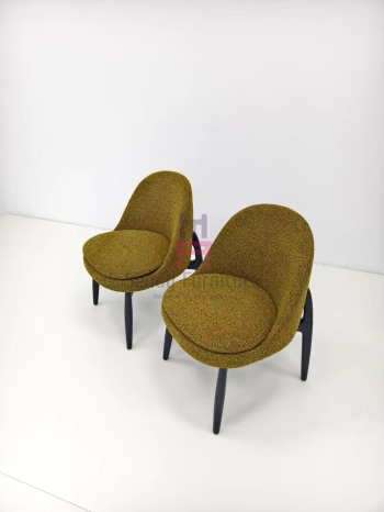 Unique Shape White Ash Wood Chair, Ergonomic Enveloping Seat Dining Chair for Cafe Hotel Dining Room