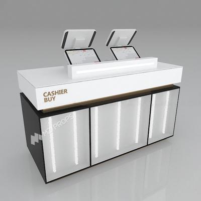 Beauty Store Checkout Counter Platinum Wooden Cash Register For Space-Saving Cosmetic Display Furniture And Branded Display Table