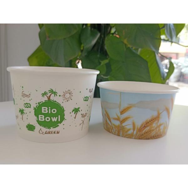 400-1800ml Round Paper Container Without PE Coated Bamboo Wood Material Plastic Free