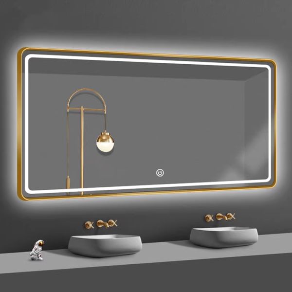 Luxury Modern Design LED Rectangular Bath Premium Hotel Elegant Apartment Hot Villas Square Washroom Touch Switch Stainless