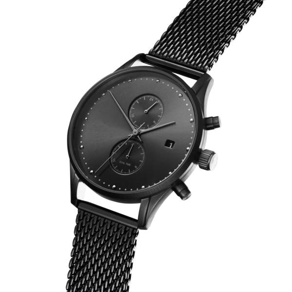 Black CD grain stainless steel back quartz watch 5ATM waterproof