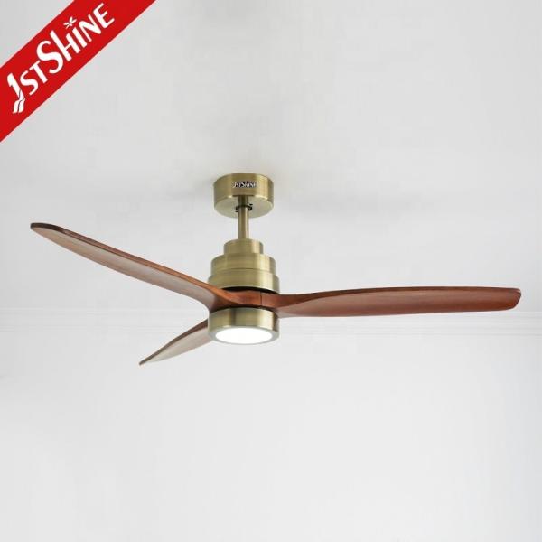 Ventilateur de plafond LED 1stshine avec cuivre ancien et bois massif Dimmable 3 couleurs LED