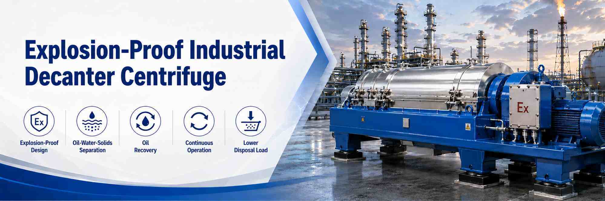 Explosion-Proof Industrial Decanter Centrifuge for Flammable Materials