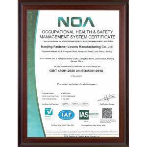 Nanjing Fastener Lovers Manufacturing Co., Ltd. Certifications