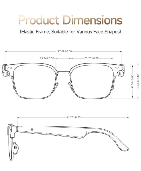 AI Smart Glass Support 164 Languages BT Call Voice Assistant Control Smart Glasses 2025 W100D