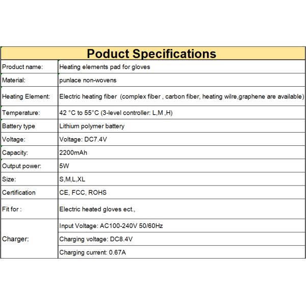 Пусковая площадка топления длинноволновой части инфракрасной области 7.4V порученная батареей для перчаток лыжи