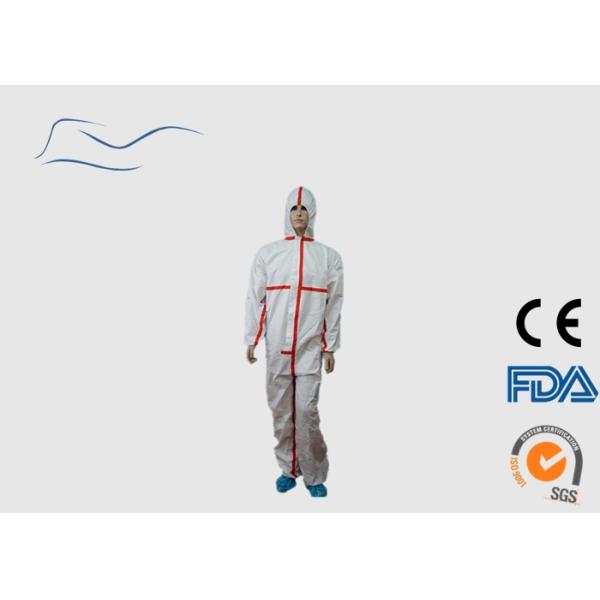 SF White Chemical Suit , Type 5 / 6 Chemical Resistant Disposable Coveralls