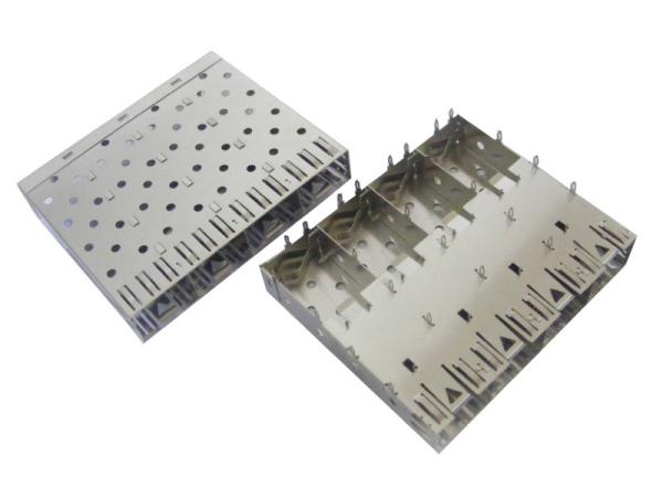 1x4 Ganged SFP Cage Connector Press Fit High Temperature Thermoplastic Housing
