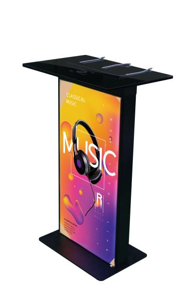 2 Sided Aluminium Fabric Edgelit / Backlit LED Advertising Display With Phone Charger Station