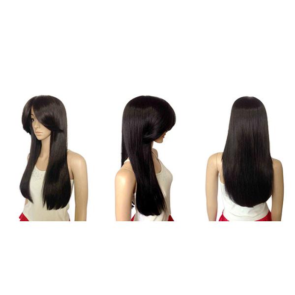 Adult 22 Inch Black Long Synthetic Wigs / Natural Hairline Full Lace Wigs