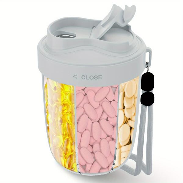 Black Beige Pink Portable Pill Organizer For Daily Use / Travel