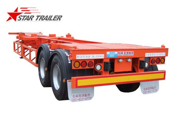 20ft Skeletal Trailer Chassis Sea Container Semi Trailer , Fuwa Axle Brand