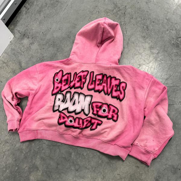 OEM Service Custom Screen Printed Hoodies Cropped Vintage Hoodie Sun Faded