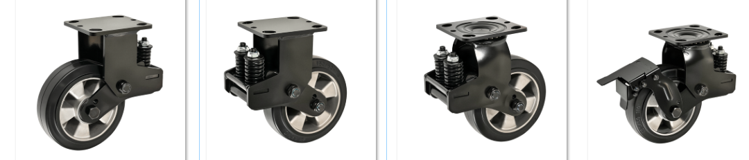Heavy Duty Shock Absorption Aluminum Core Rubber Spring Caster  250 Kg  6203 Bearing  Hotel Housekeeping Carts