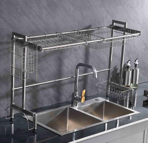 12Inch Width Adjustable Over Sink Dish Rack SUS304 Material 23 Inch Height