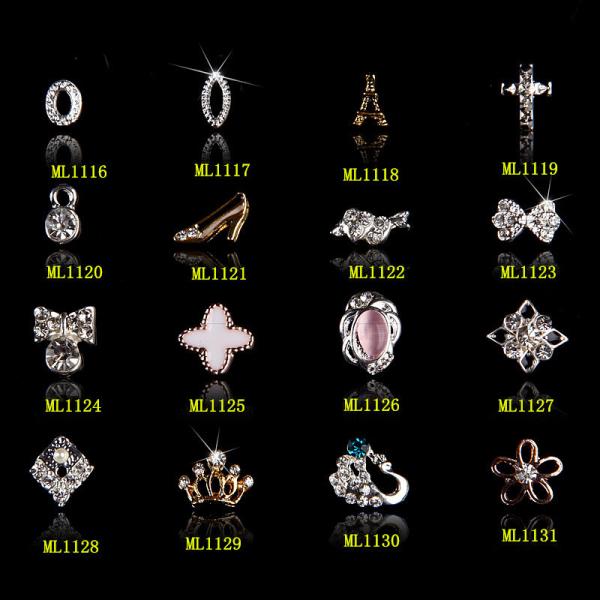 Hot NEW Wholesale Alloy Jewelry 3D Nail Art Jewelry Nail rhinestones Sticker Supplier Number ML1116-1131