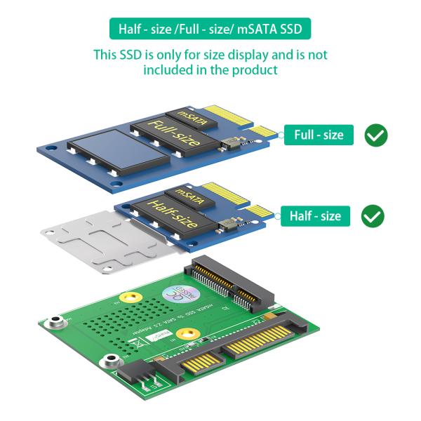 MSATA To SATA III 2.5-inch Adapter With 6Gbps Transmission Suitable For MSATA Full Height And Half Height SSD Expansion Cards