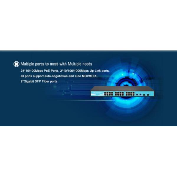 802.3at 48V Standard Power Over Ethernet Switch , Fast 24 Port POE Network Switch