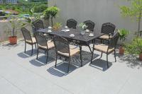 Black / Cream Rattan Aluminum Outdoor Dining Set