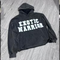 Label Customized Printing Label Vintage Raw Hew Boxy Cut Edge Hoodie Applique Embroidery Patch Hoodie Cut And Sew Hoodie Men