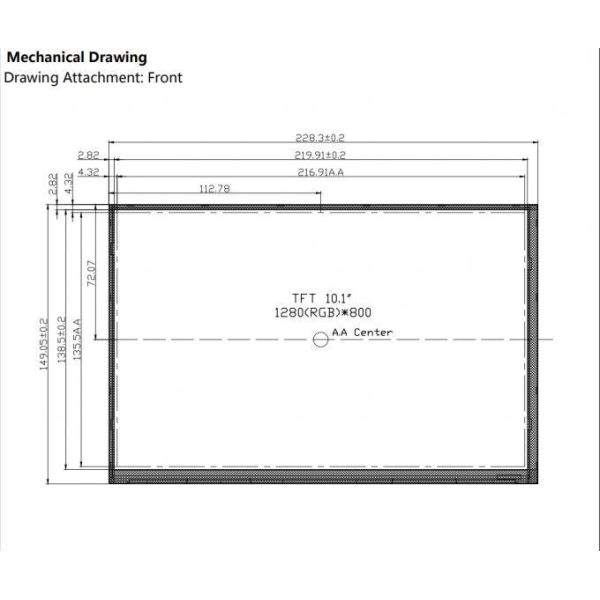 10.1 Inch WXGA Display 1280x800 TFT LCD Display Module For HMI And Embedded Systems