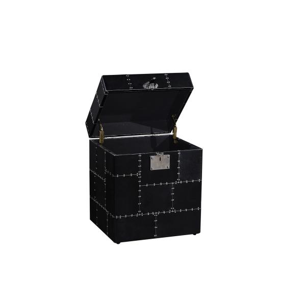 Vintage Black Leather Storage Trunk Aluminium Sheet Copper Lock For Reception Room