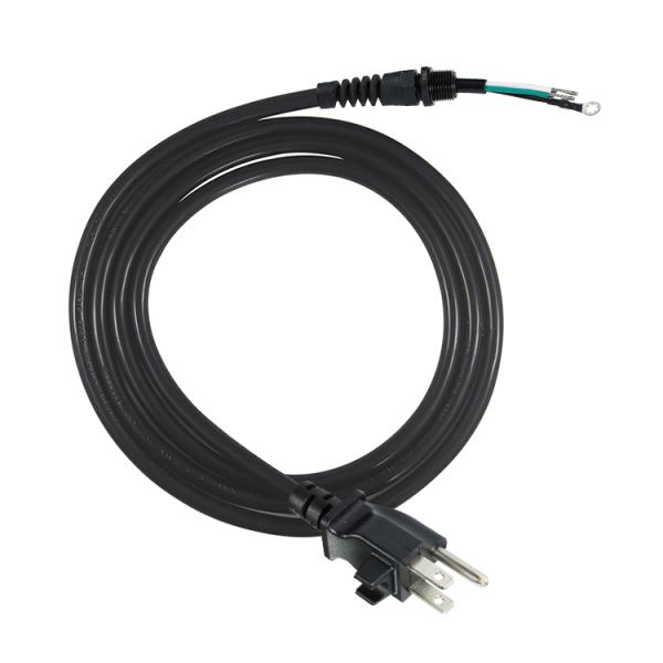 3P Open End Extension Cord, NEMA 5-15P Plug to Bare Wire, 14AWG  Power Cable with Strain Relief Cable Clip, Indoor/Outdoor Use