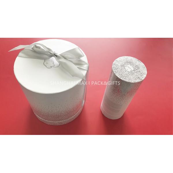 Individual Cute White Branded Gift Boxes With Your Logo , Flower Packing Round Cardboard Containers