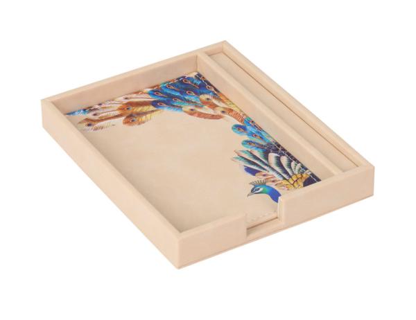 beige print animal pattern  hotel leather memo box case supplies for 5-star hotel