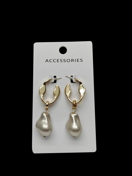 French Style Freshwater Pearl Earrings 10mm Gold Needle Women