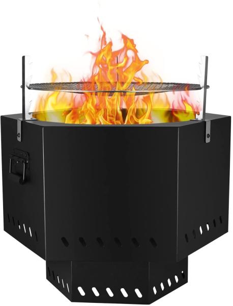 Stove Bonfire Stainless Portable Smokeless Fire Pit 20.39 L×12.01 H Round Typically
