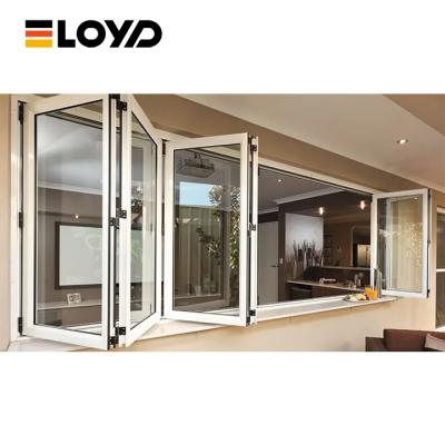 Triple-Panel Aluminum Folding Window with Double Tempered Glass