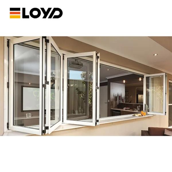 Triple-Panel Aluminum Folding Window with Double Tempered Glass