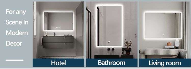 Satin Edge LED Lighted Bathroom Mirror , Custom Illuminated Bathroom Mirrors