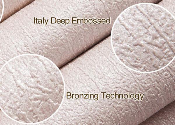 Light Pink Embossed Vinyl Wallpaper Waterproof Solid Pattern Vivid 3D Effect