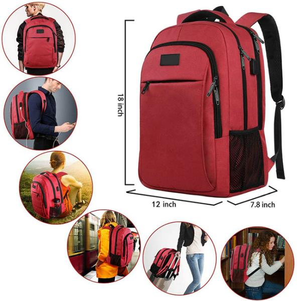 Water Resistant Polyester Fashionable Laptop Bags With USB Charging Port
