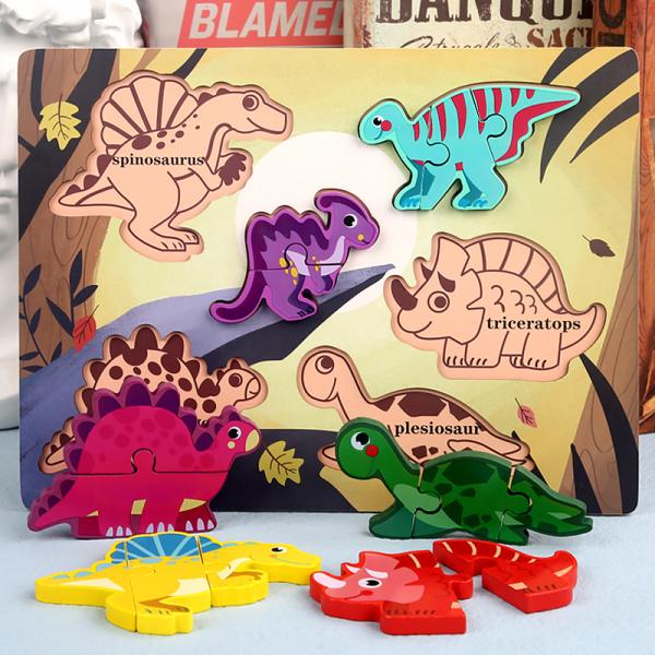 Wholesale Three-dimensional Buckle Scene Puzzle Oem Odm Kids Early Learning Enlightenment Dinosaur Cognition Scratching Board