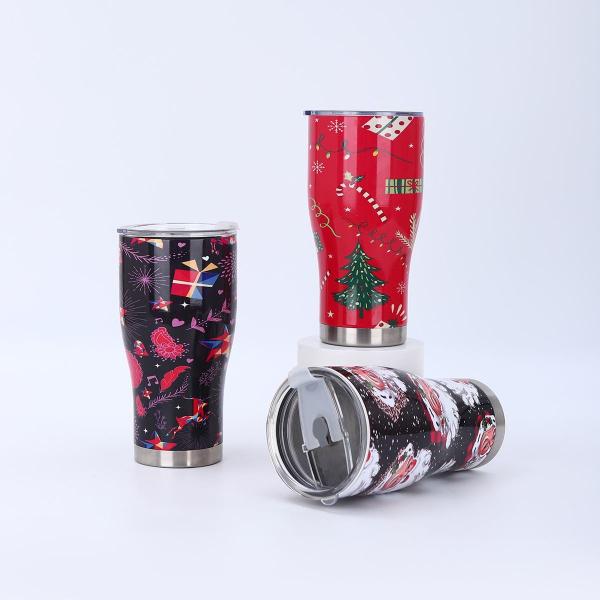 Couvercle simple, moderne, étanche, double paroi, isolée en acier inoxydable, sac de Noël, tasse à café de 900 ml avec poignée, pour le sport extérieur.