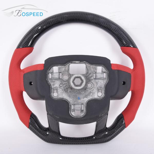 Red Stitch Leather Land Rover Steering Wheel Carbon Fiber 35cm ODM