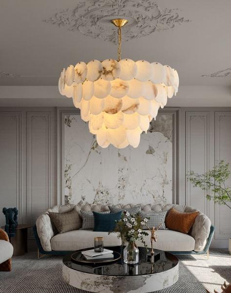 Iluminação moderna luxo restaurante bar interior grande lustre de mármore para sala de estar simples lustre de alabastro D60CM